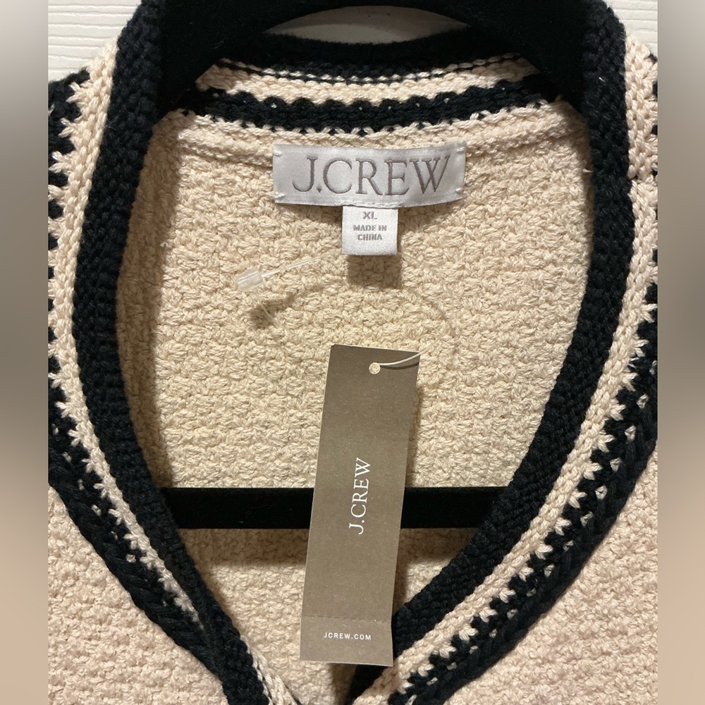 J.Crew NWT Cream And Black Lady Jacket Cardigan Woman Size X-Large Old Money - Picture 5 of 15